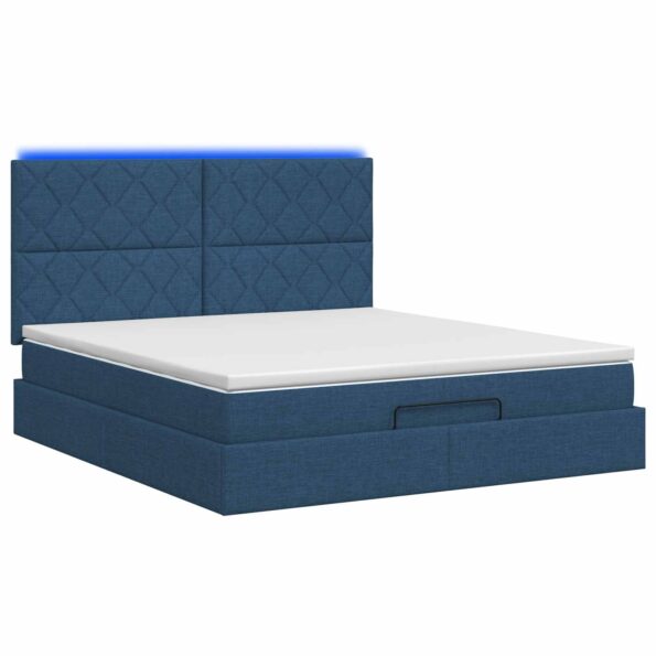 vidaXL Ottoman posteľ s matracom a LED Modrá 140 x 190 cm Látka – Obrázok 9