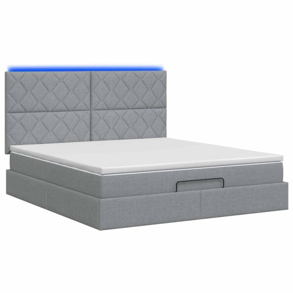 vidaXL Ottoman posteľ s matracom a LED Svetlosivá 140 x 200 cm Látka – Obrázok 9