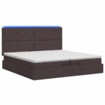 vidaXL Ottoman posteľ s matracom a LED Tmavohnedá 200 x 200 cm Látka – Obrázok 9