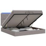 vidaXL Ottoman posteľ s matracom a LED Sivohnedá 200 x 200 cm Látka – Obrázok 2
