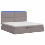 vidaXL Ottoman posteľ s matracom a LED Sivohnedá 200 x 200 cm Látka – Obrázok 9