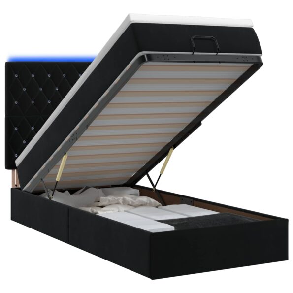 vidaXL Ottoman posteľ s matracom a LED Čierna 80 x 200 cm Zamat – Obrázok 2