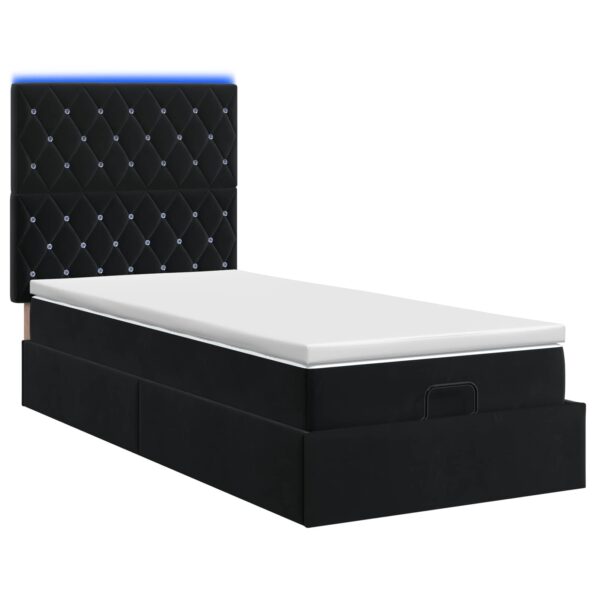 vidaXL Ottoman posteľ s matracom a LED Čierna 80 x 200 cm Zamat – Obrázok 9