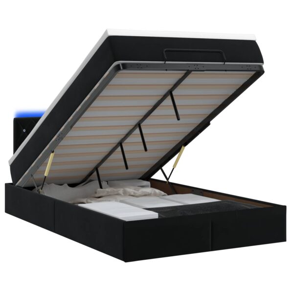 vidaXL Ottoman posteľ s matracom a LED Čierna 120 x 190 cm Zamat – Obrázok 2