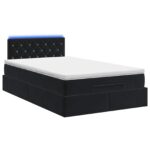 vidaXL Ottoman posteľ s matracom a LED Čierna 120 x 190 cm Zamat – Obrázok 8