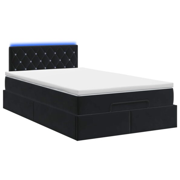 vidaXL Ottoman posteľ s matracom a LED Čierna 120 x 190 cm Zamat – Obrázok 8