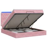 vidaXL Ottoman posteľ s matracom a LED Ružová 140 x 190 cm Zamat – Obrázok 2