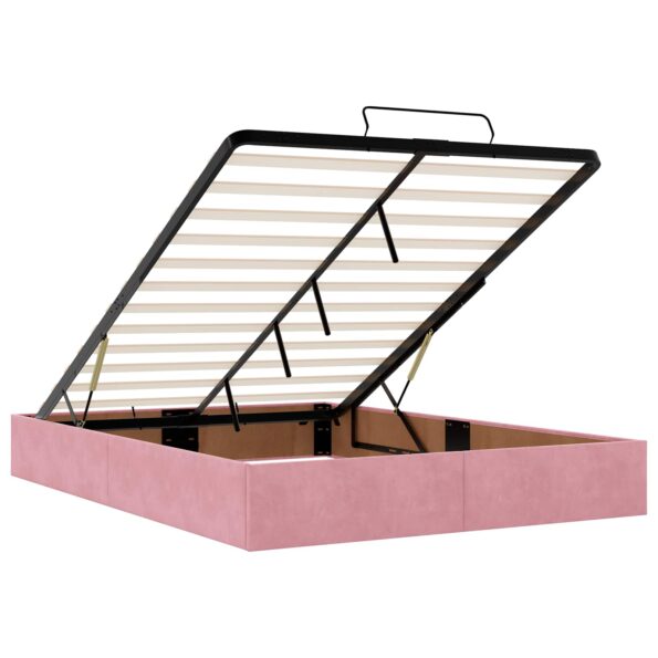 vidaXL Ottoman posteľ s matracom a LED Ružová 140 x 190 cm Zamat – Obrázok 6