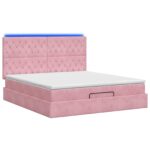 vidaXL Ottoman posteľ s matracom a LED Ružová 140 x 190 cm Zamat – Obrázok 9