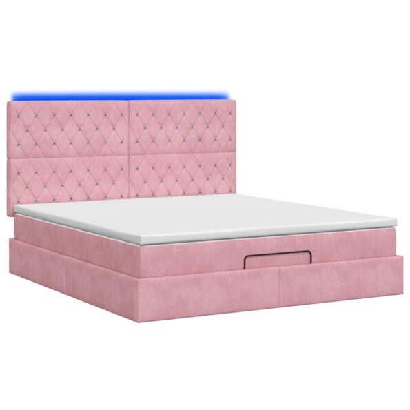 vidaXL Ottoman posteľ s matracom a LED Ružová 140 x 190 cm Zamat – Obrázok 9