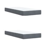 vidaXL Ottoman posteľ s matracom a LED Tmavosivá 200 x 200 cm Zamat – Obrázok 7
