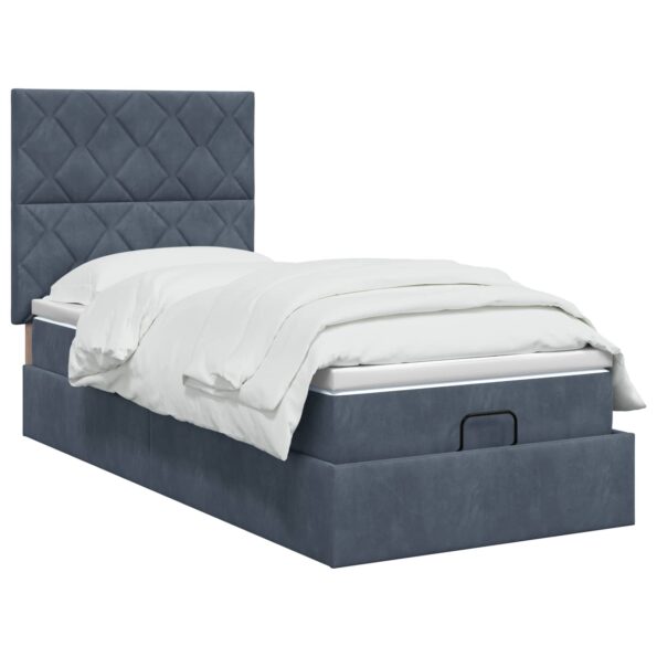 vidaXL Ottoman posteľ s matracom a LED Tmavosivá 80 x 200 cm Zamat – Obrázok 3