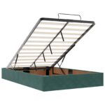 vidaXL Ottoman posteľ s matracom a LED Tmavozelená 120 x 200 cm Zamat – Obrázok 6
