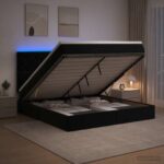 vidaXL Ottoman posteľ s matracom a LED Čierna 180 x 200 cm Zamat – Obrázok 4
