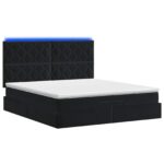 vidaXL Ottoman posteľ s matracom a LED Čierna 180 x 200 cm Zamat – Obrázok 9