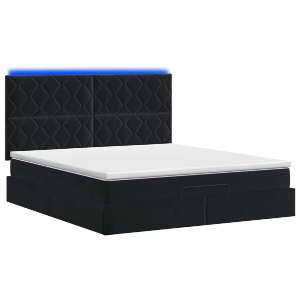 vidaXL Ottoman posteľ s matracom a LED Čierna 180 x 200 cm Zamat – Obrázok 9