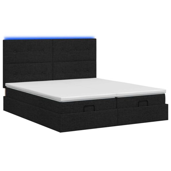 vidaXL Ottoman posteľ s matracom a LED Čierna 200 x 200 cm Látka – Obrázok 9