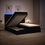 vidaXL Ottoman posteľ s matracom a LED Čierna 180 x 200 cm Látka