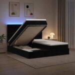 vidaXL Ottoman posteľ s matracom a LED Čierna 160 x 200 cm Zamat