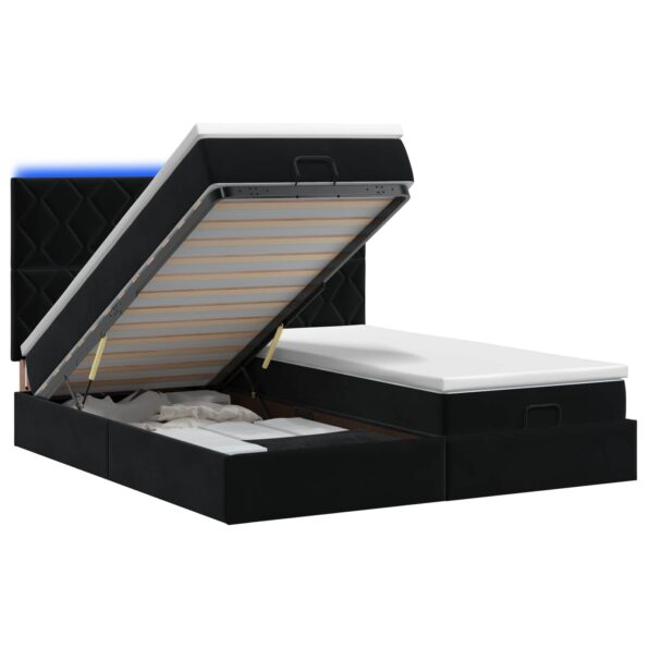 vidaXL Ottoman posteľ s matracom a LED Čierna 160 x 200 cm Zamat – Obrázok 2
