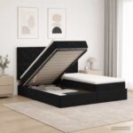 vidaXL Ottoman posteľ s matracom a LED Čierna 160 x 200 cm Zamat – Obrázok 4