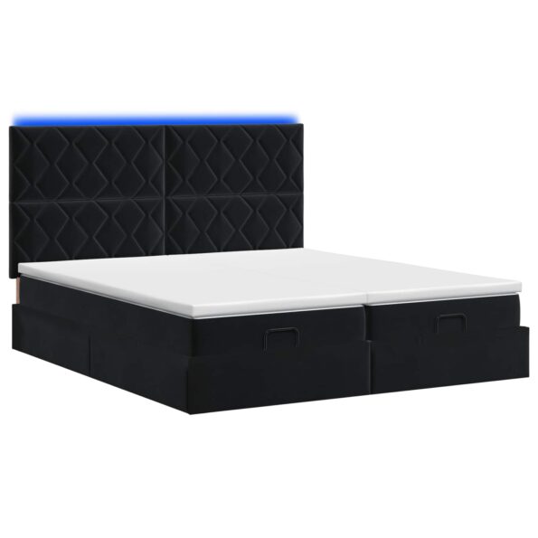 vidaXL Ottoman posteľ s matracom a LED Čierna 160 x 200 cm Zamat – Obrázok 9