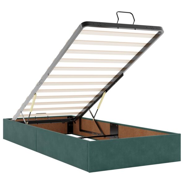 vidaXL Ottoman posteľ s matracom a LED Tmavozelená 160 x 200 cm Zamat – Obrázok 6