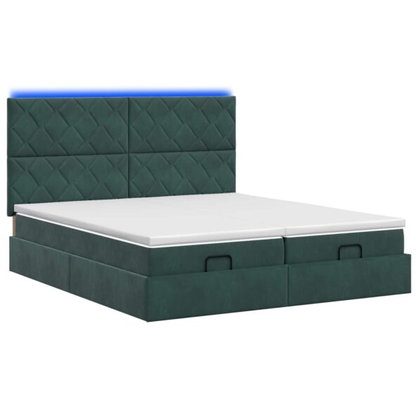 vidaXL Ottoman posteľ s matracom a LED Tmavozelená 160 x 200 cm Zamat – Obrázok 9