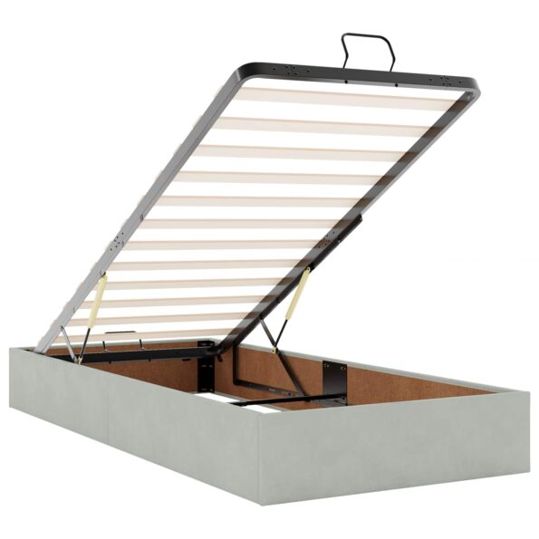 vidaXL Ottoman posteľ s matracom a LED Svetlosivá 200 x 200 cm Zamat – Obrázok 6