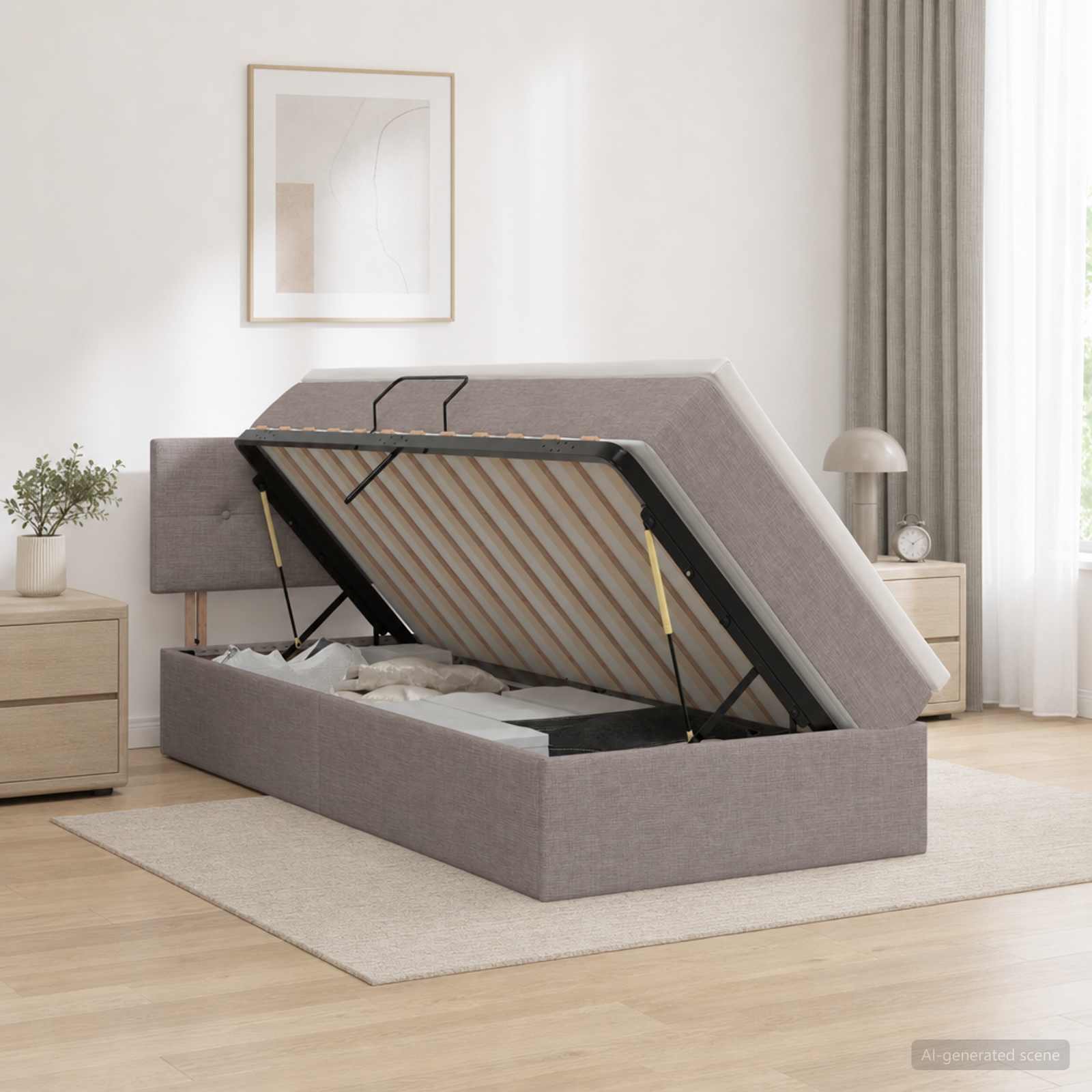 3458598_1.jpg vidaXL Postel s úložným prostorem a matrací Sivohnedá 90 x 200 cm – Obrázok 1