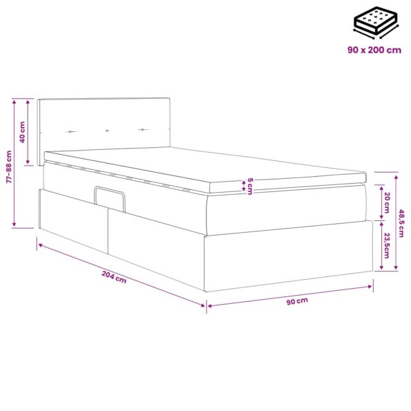 vidaXL Postel s úložným prostorem a matrací Sivohnedá 90 x 200 cm – Obrázok 12