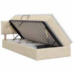 vidaXL Postel s úložným prostorem a matrací Krémová 100 x 200 cm Zamat – Obrázok 2