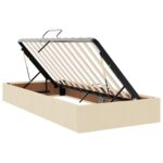 vidaXL Postel s úložným prostorem a matrací Krémová 100 x 200 cm Zamat – Obrázok 5