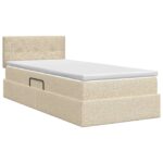 vidaXL Postel s úložným prostorem a matrací Krémová 100 x 200 cm Zamat – Obrázok 8