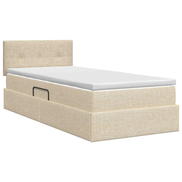 vidaXL Postel s úložným prostorem a matrací Krémová 100 x 200 cm Zamat – Obrázok 8