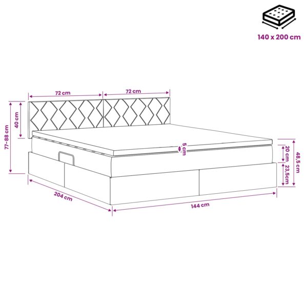vidaXL Postel s úložným prostorem a matrací Sivohnedá 140 x 200 cm – Obrázok 12