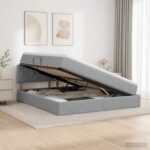 vidaXL Postel s úložným prostorem a matrací Svetlosivá 160 x 200 cm