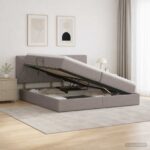 vidaXL Postel s úložným prostorem a matrací Sivohnedá 200 x 200 cm