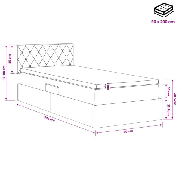 vidaXL Úložná posteľ s čelnou doskou Ružová 90 x 200 cm Zamat – Obrázok 11