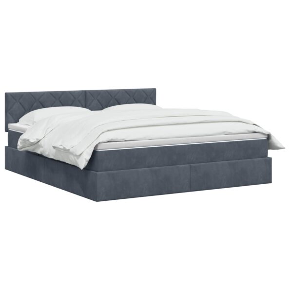vidaXL Úložná posteľ s čelnou doskou Tmavosivá 180 x 200 cm Zamat – Obrázok 3