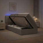 vidaXL LED úložná posteľ s matracom Sivohnedá 90 x 190 cm Látka