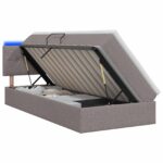 vidaXL LED úložná posteľ s matracom Sivohnedá 90 x 190 cm Látka – Obrázok 2