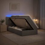 vidaXL LED úložná posteľ s matracom Tmavosivá 90 x 200 cm Látka