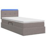 vidaXL LED úložná posteľ s matracom Sivohnedá 90 x 200 cm Látka – Obrázok 6