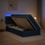 vidaXL LED úložná posteľ s matracom Modrá 100 x 200 cm Látka
