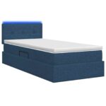 vidaXL LED úložná posteľ s matracom Modrá 100 x 200 cm Látka – Obrázok 9