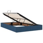 vidaXL LED úložná posteľ s matracom Modrá 140 x 200 cm Látka – Obrázok 6