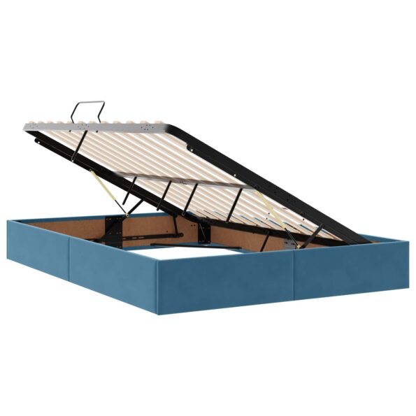 vidaXL LED úložná posteľ s matracom Tmavomodrá 160 x 200 cm Zamat – Obrázok 6