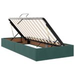 vidaXL LED úložná posteľ s matracom Tmavozelená 100 x 200 cm Zamat – Obrázok 6