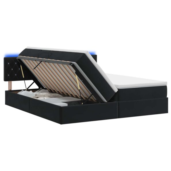 vidaXL LED úložná posteľ s matracom Čierna 180 x 200 cm Zamat – Obrázok 2